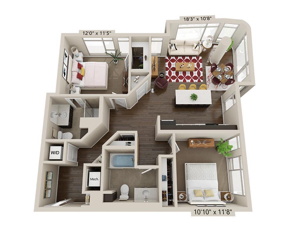 Floor Plan - Two Bedroom B2F