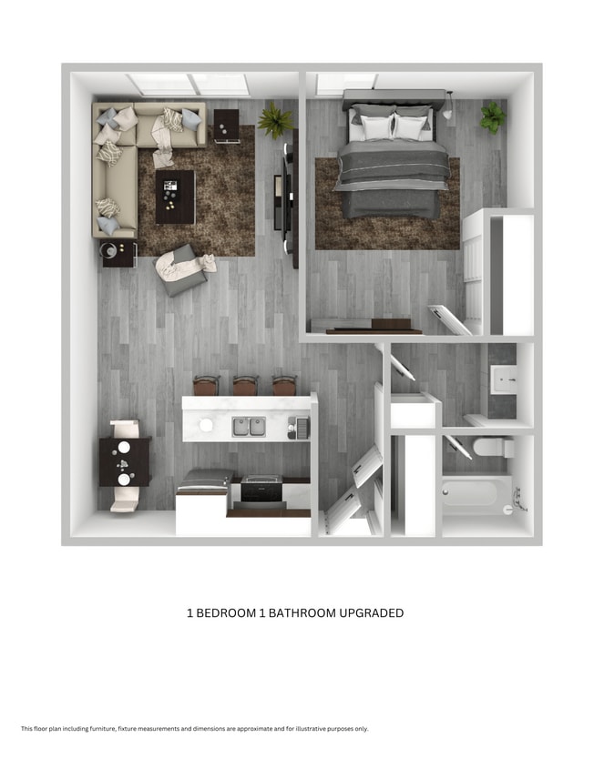 Floor Plan - 1 Bedroom 1 Bathroom - Upgraded