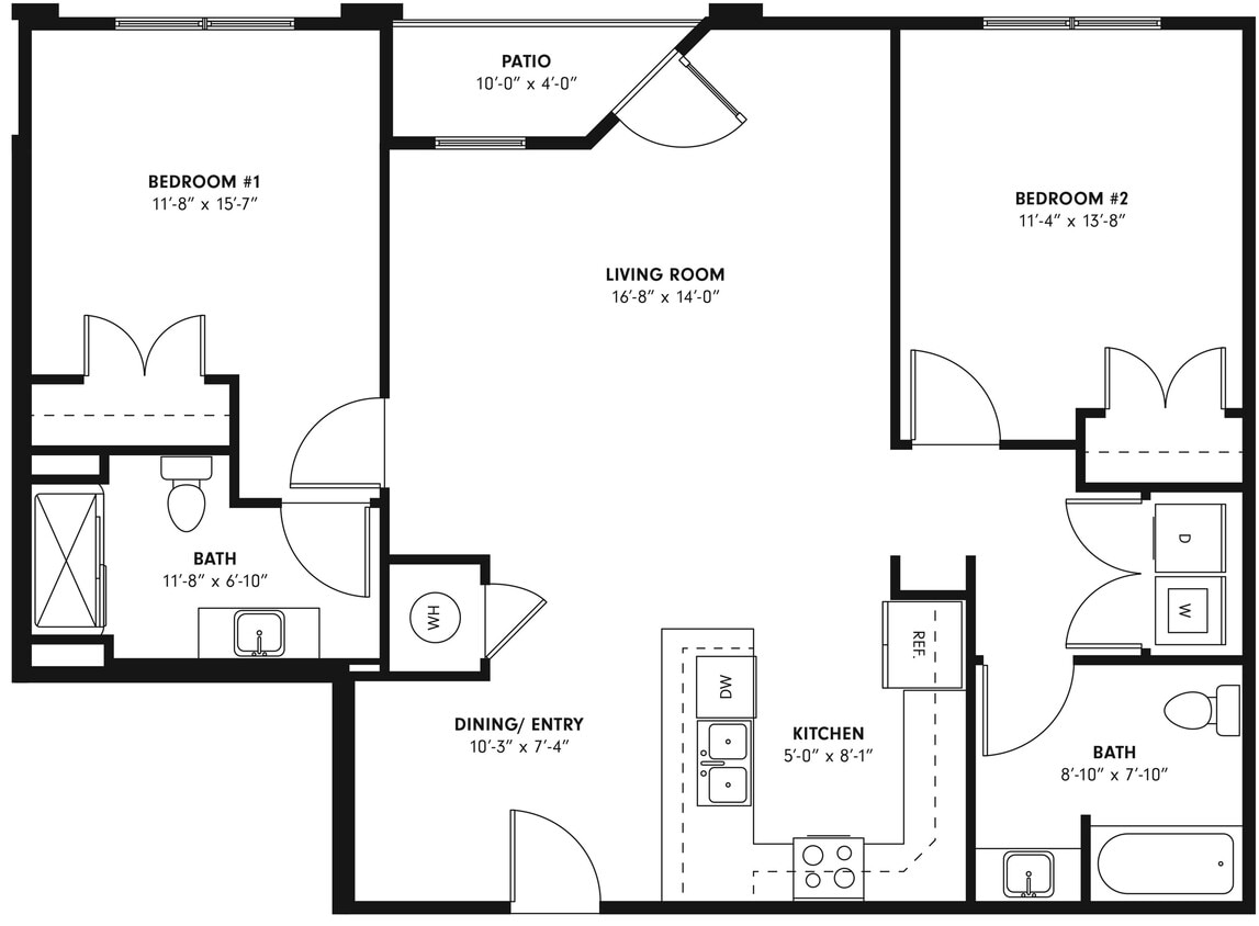 The Hickory Floor Plan | Two Bedrooms and Two Bathrooms - The Hickory