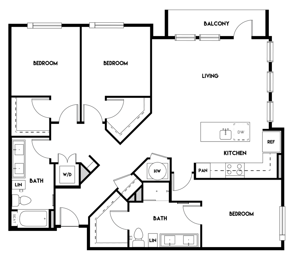 Floor Plan - 3BR 2BA (1517 SF)