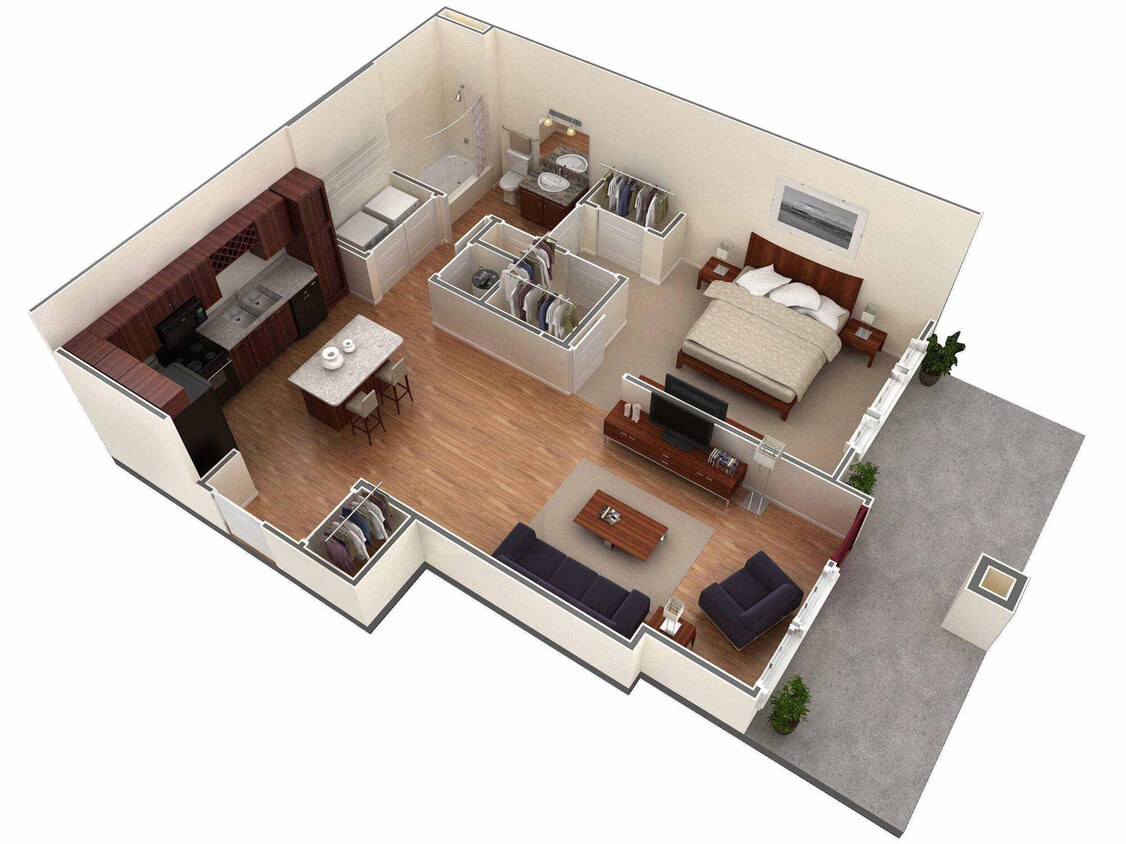 Floor Plan - 1 BR Designer Courtyard