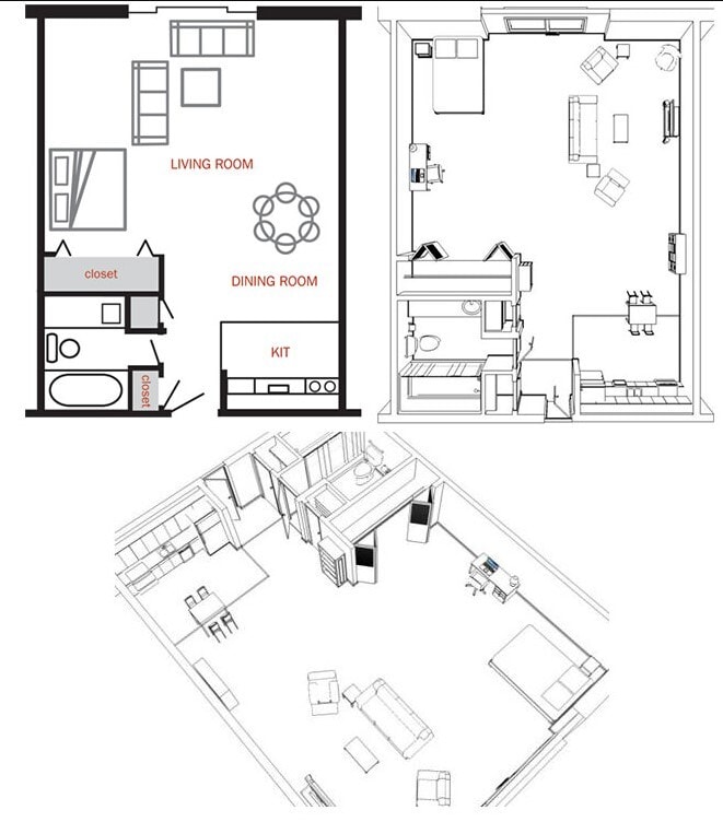 Floor Plan - 0BR/1.0BA