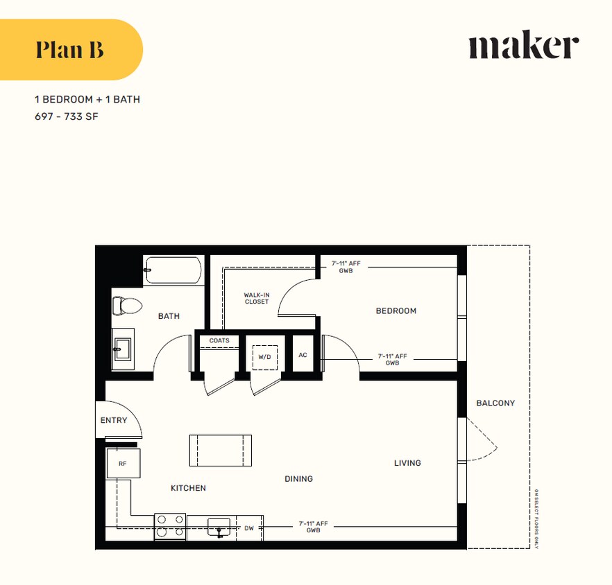 1 Bedroom Plan B_Maker - One Bedroom