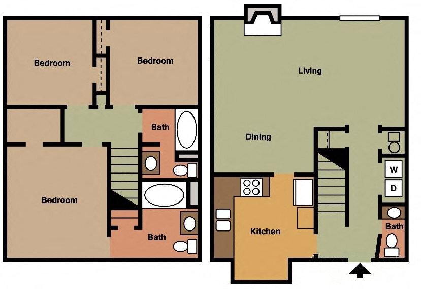 Floor Plan - 3 BR 2.5 BA TH