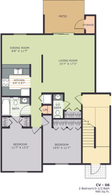 Floor Plan - 2 Bedroom 1.5 Bath