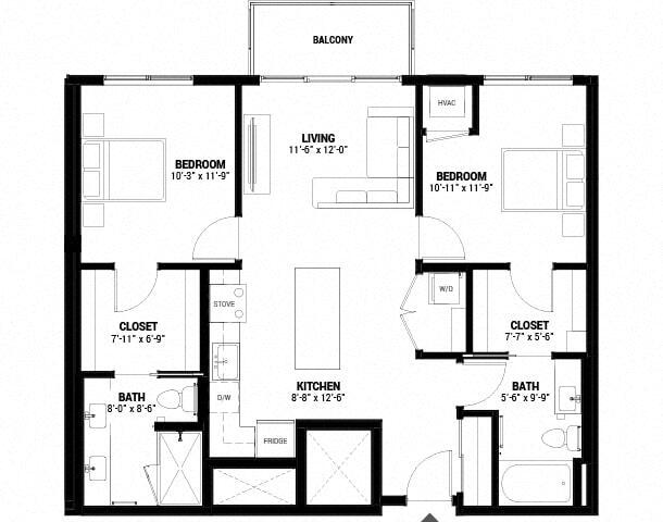 Floor Plan - Two Bedroom 2-AS