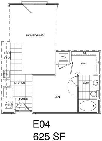 Floor Plan - Studio 625 SF KE4