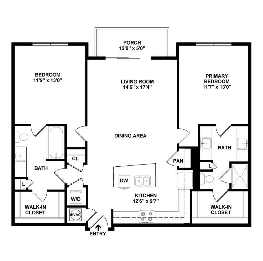 Floor Plan - 2 Bed/2 Bath-B2