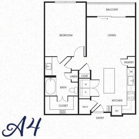 Floor Plan - One-Bedroom (A4)