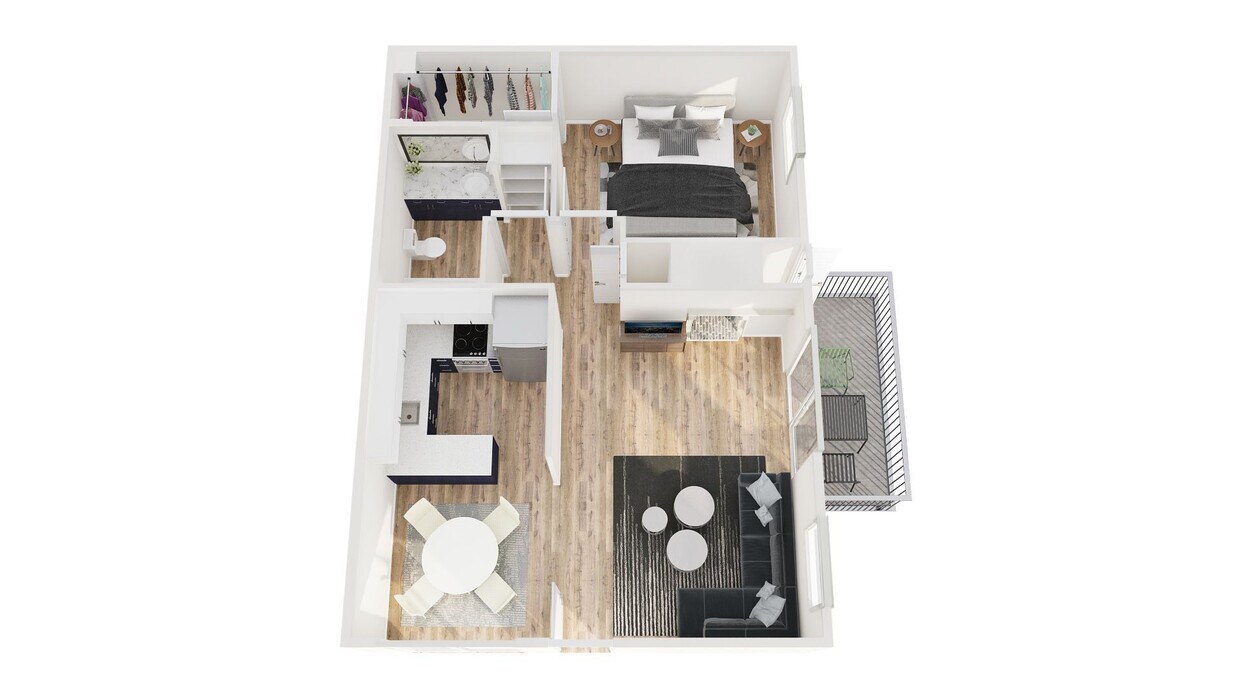 Floor Plan - 1x1 Fireplace-Reno