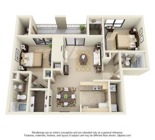 B1 | 2BD, 2BA | 1039SF - B1