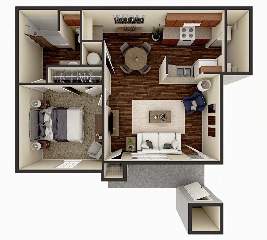 Floor Plan - 1 Bedrooms