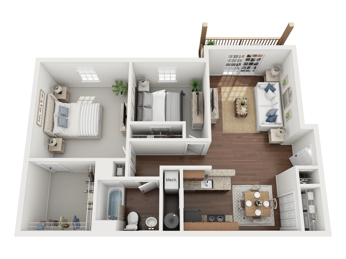 Floor Plan - Two Bedroom, One Bath