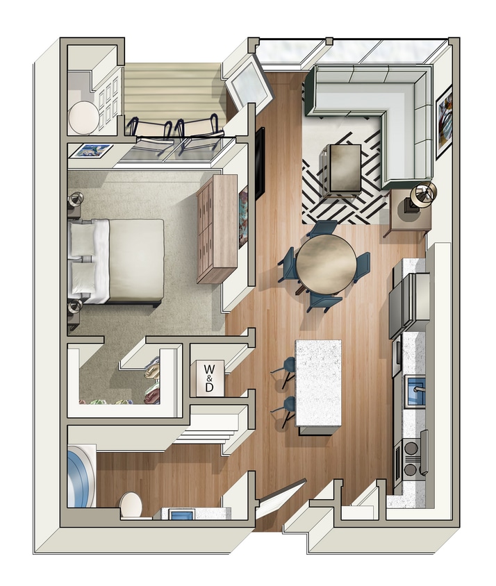 Highline Pointe A1 Floor Plan.jpg - 1 Bedroom, 1 Bathroom