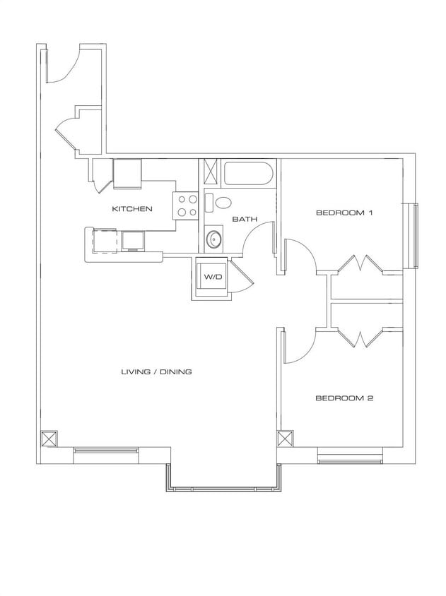 Floor Plan - Two Bedroom One Bath - 50 WB