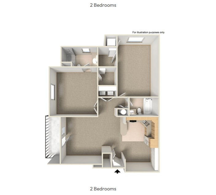 Floor Plan - 2 Bed 2 Bath Woods - Large