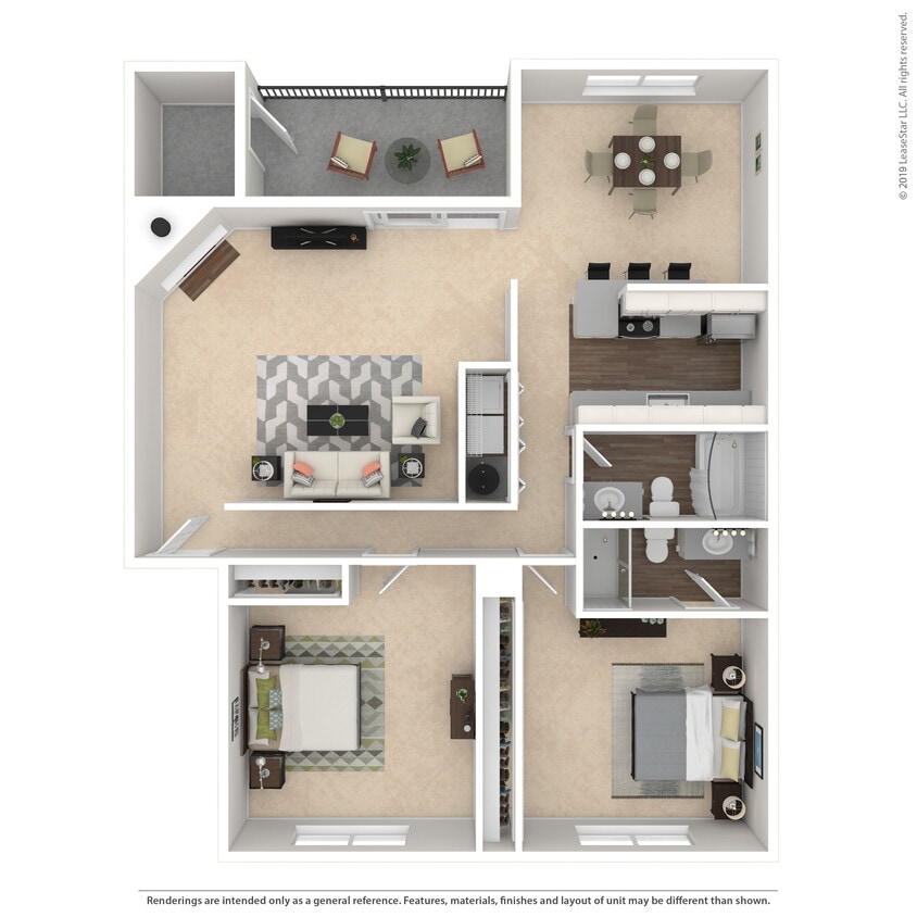 2 BD / 2 BA – 1,004 SF - The Cascade