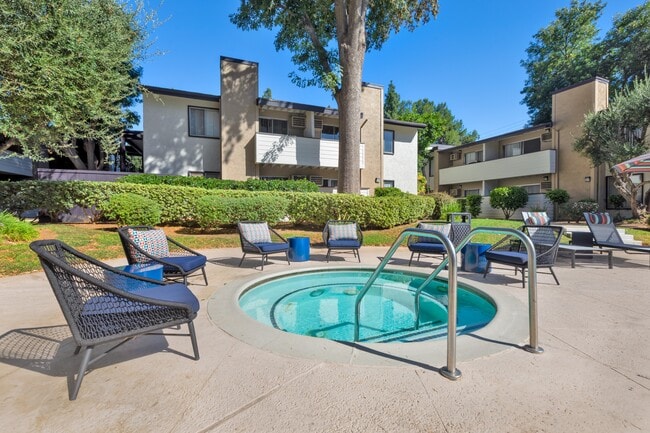 Soaking up serenity in the Chatsworth Pointe jacuzzi with a cozy sitting area - Chatsworth Pointe Apartment Homes