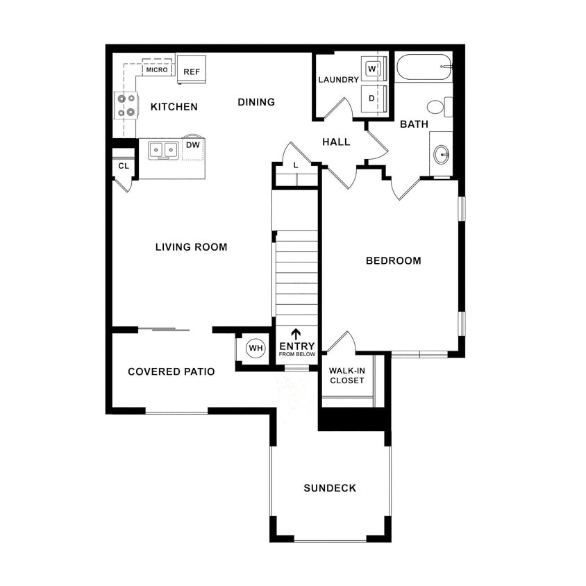 Floor Plan - 1X1B - Sundeck