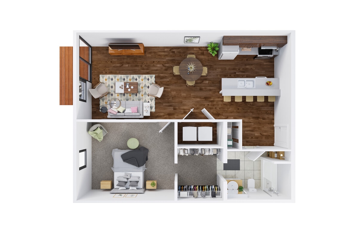 1 Bedroom 1 Bathroom Apartment Floorplan - 1 Bedroom 1 Bathroom Apartment