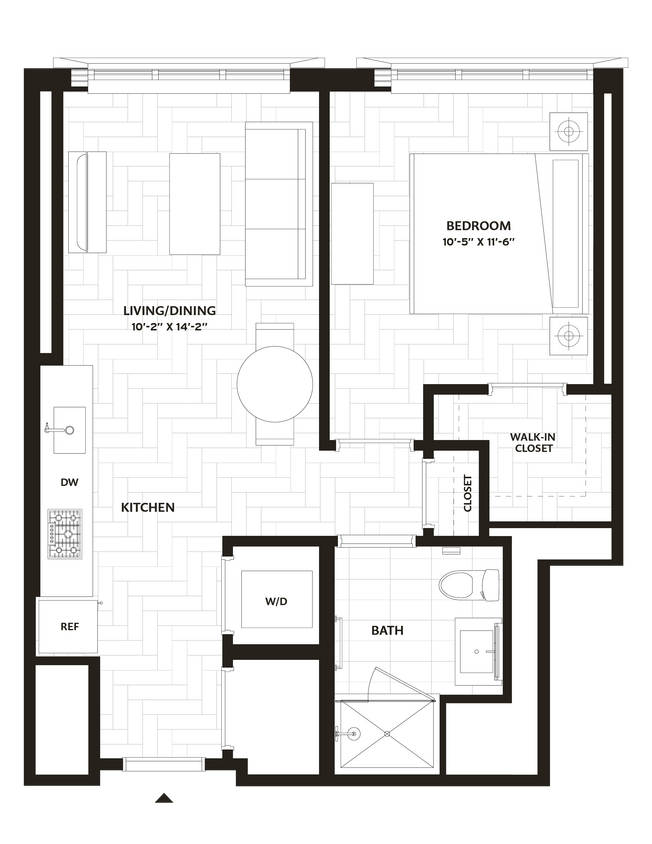 Floor Plan - 1 Bed/1 Bath-A14