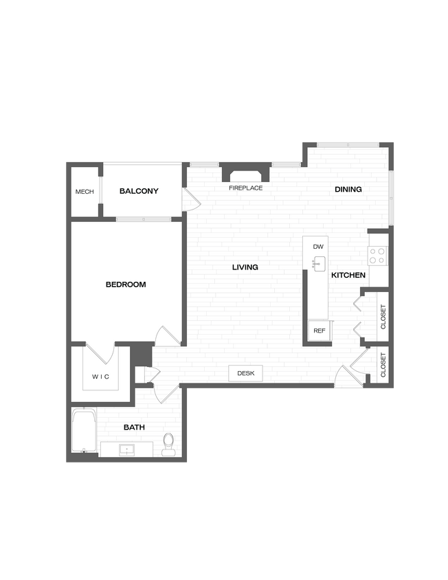 Floor Plan - 1 Bed/1 Bath-A5