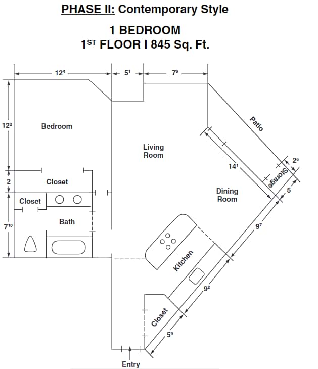 Floor Plan - One Bedroom Furnished - Phase II