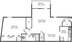 Floor Plan - 1 Bedroom with Den
