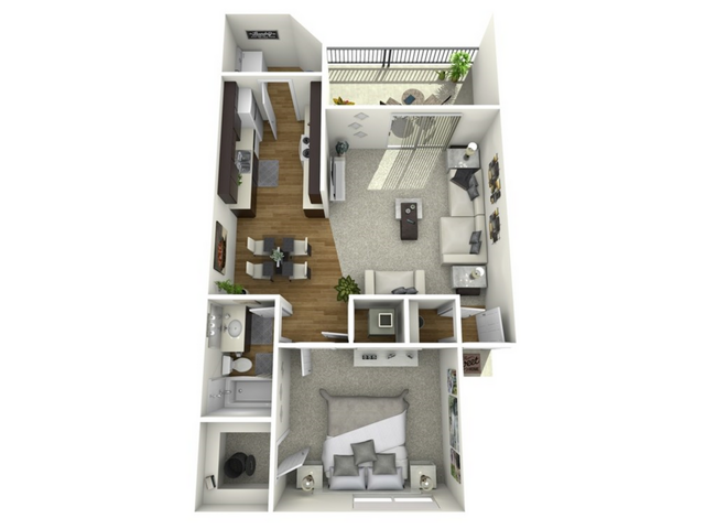A1 Floorplan - 1 Bed, 1 Bath