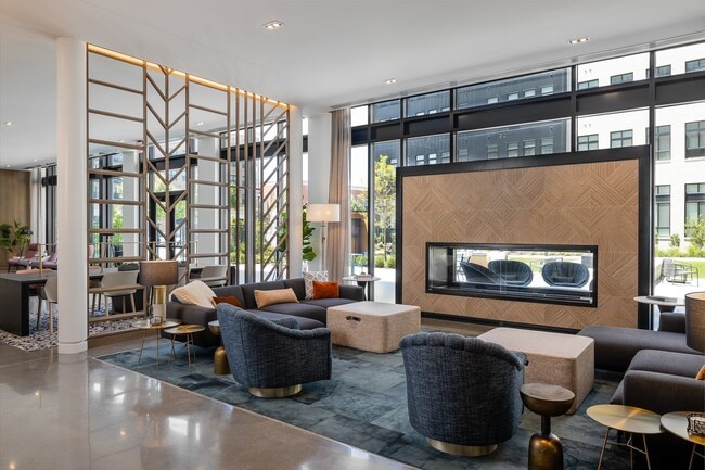 Amenity Core Fireplace Lounge - Wellsmith Apartments