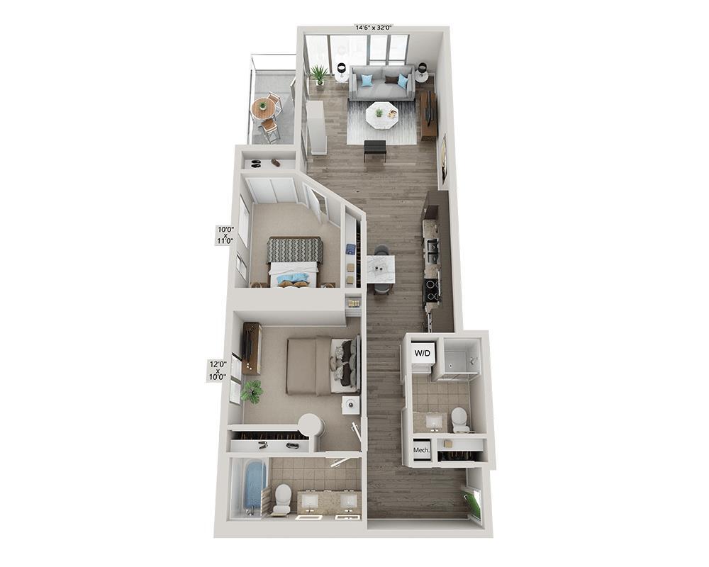 Floor Plan - Two Bedroom B2I