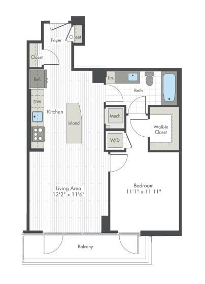 Floor Plan - 1 Bed/1 Bath-G2