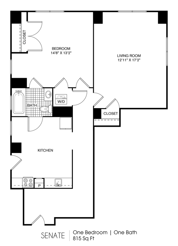 Floor Plan - Senate 1 Bedroom 1 Bath