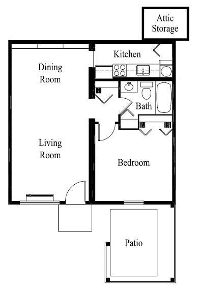 Floor Plan - One Bed One Bath B