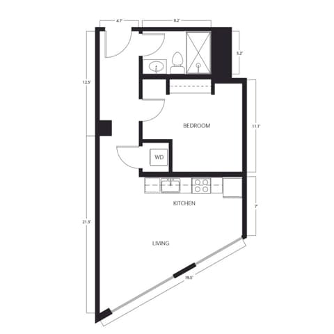 1 Bed | 1 Bath | 480-487 SQ FT - A2.3-WY
