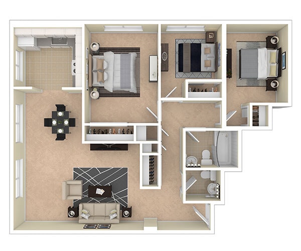 Floor Plan - 3 BEDROOM 1.5 BATH - END UNIT