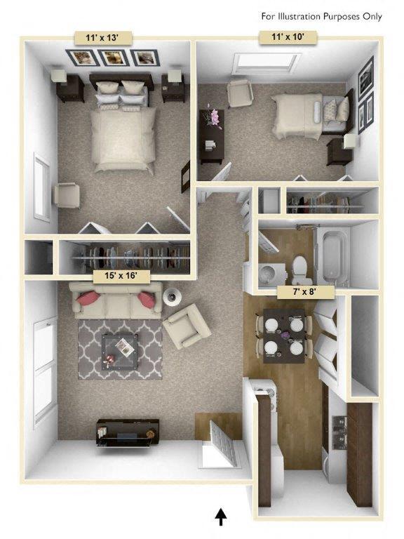 Floor Plan - Hemlock Oak Two Bedroom