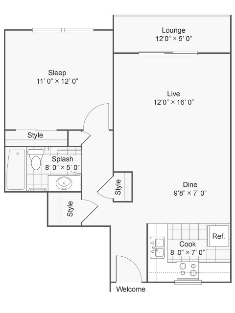 1BR/1BA - 1 BEDROOM