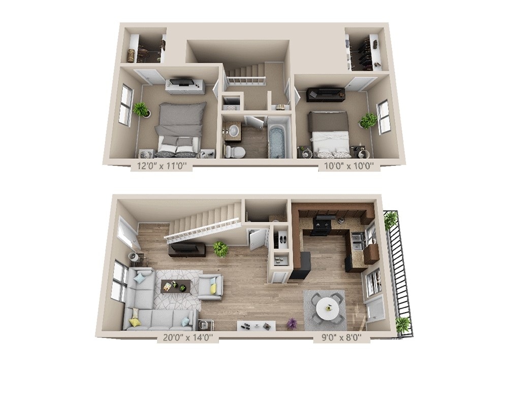 Floor Plan - Two Bedroom B1.5TAW