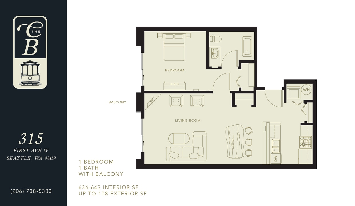 Floor Plan - 1 Bed 1 Bath