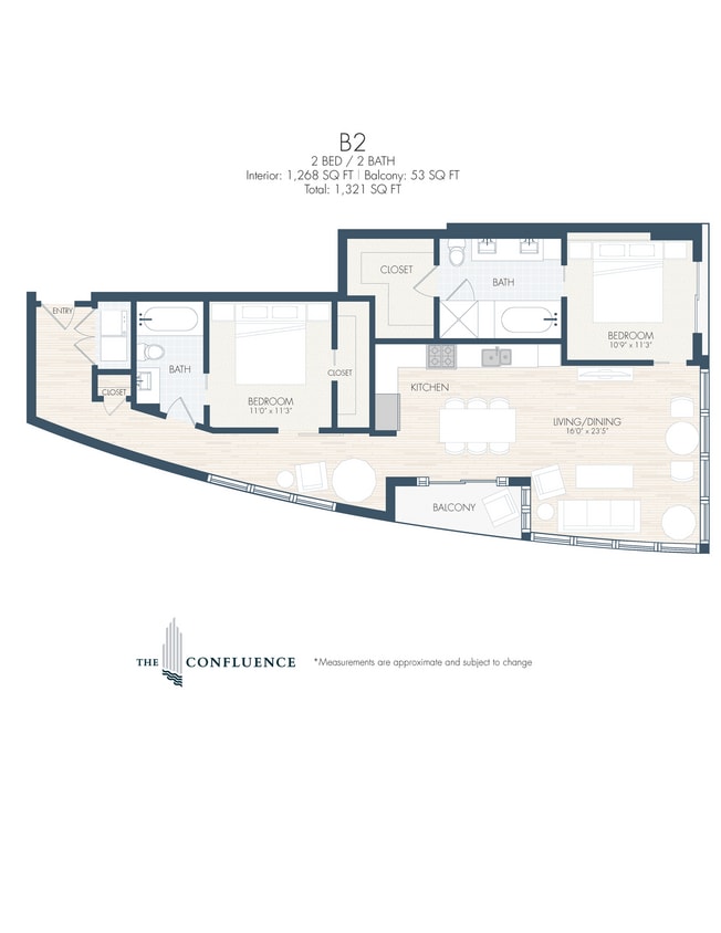 Floor Plan - B2 | Tower 2 Bedroom