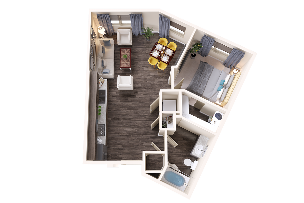 One Bedroom Apartment in Norman, Oklahoma with Large Walk-in Closets - Turquoise
