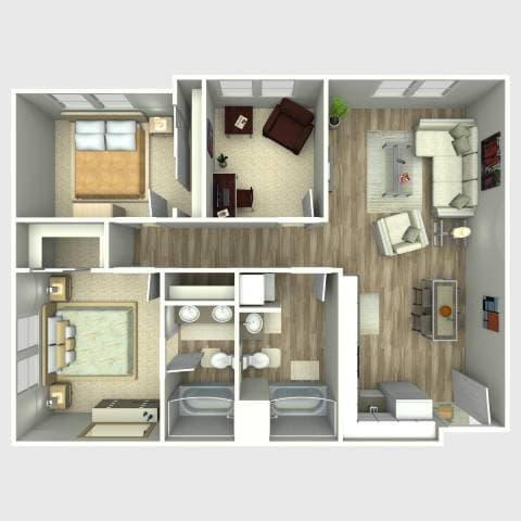 Floor Plan - 2 Bedroom with Den