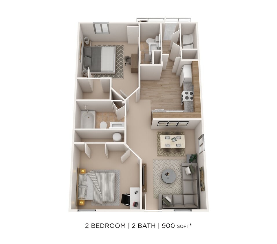 Floor Plan - Two Bedroom 2 Bath