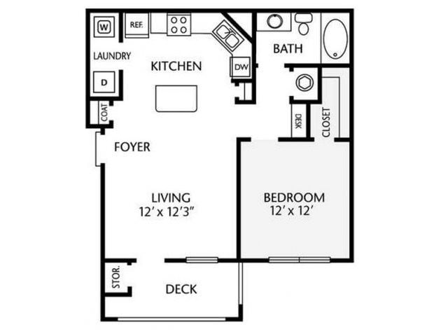 Piedmont 1 bedroom 624 sq feet.jpg - A1 Piedmont - 1 Bedroom, 1 Bathroom