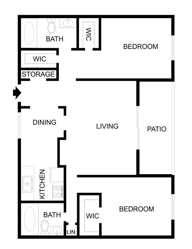 Floor Plan - TWO BEDROOM TWO BATH B5