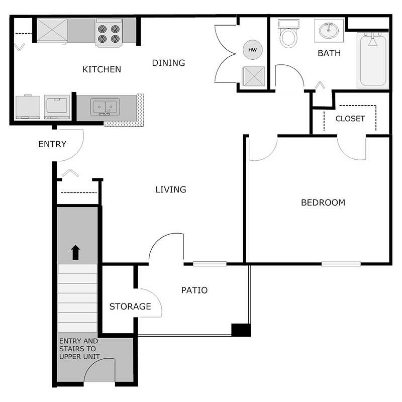Floor Plan - 1 Bed 1 Bath