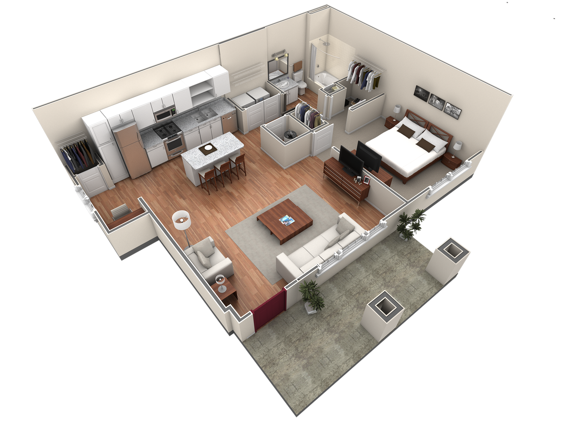 Floor Plan - 1 BR Grand Courtyard
