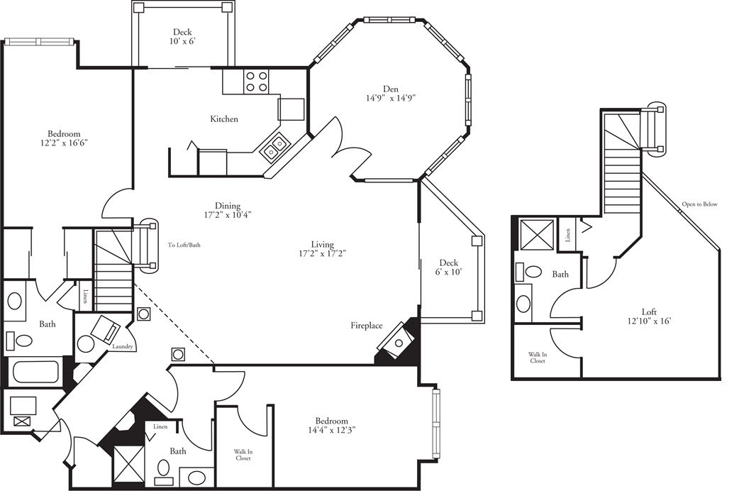 Floor Plan - Pinnacle - 2 Bed, 3 Bath + Den Edinburough w/ Loft