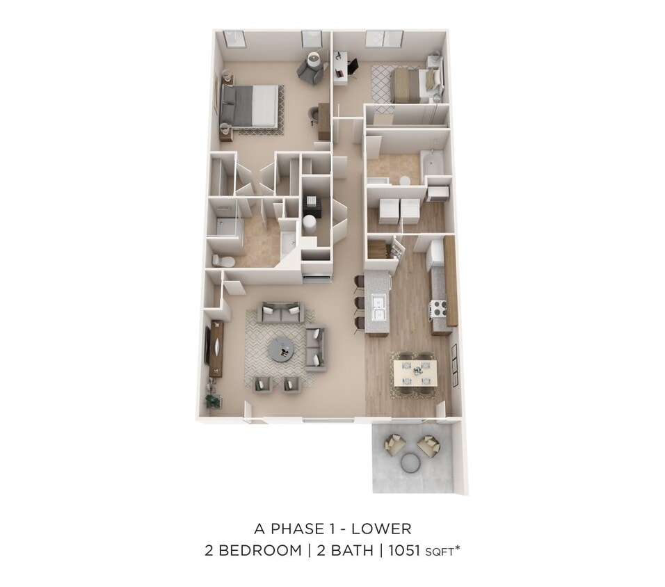 Floor Plan - Two Bedroom 2 Bath- Lower Level